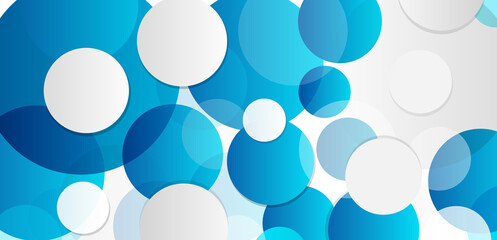 Abstract blue and grey circles shape background with shadow. Modern simple overlapping geometric texture creative design. Suit for wallpaper, website, poster, banner, presentation, brochure