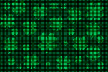 shamrock overlay clover st patricks day party celebration lucky checkered green plaid background card
