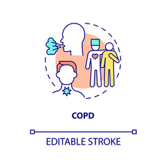 COPD concept icon. Lung disease. Illnesses to ask for palliative care abstract idea thin line illustration. Isolated outline drawing. Editable stroke. Arial, Myriad Pro-Bold fonts used