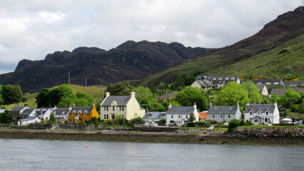 Fototapeta na wymiar View of a village in the Loch Duich, Scotland, United Kingdom