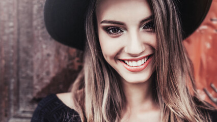 Beauty woman smiling portrait with white teeth