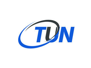 TUN letter creative modern elegant swoosh logo design