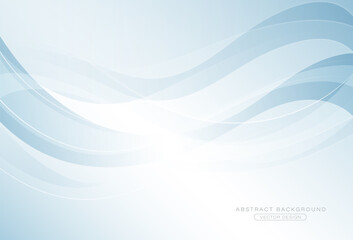 Abstract blue and white gradient wave background with light curve lines. Modern simple wave vector elements. Futuristic technology concept. Vector illustration