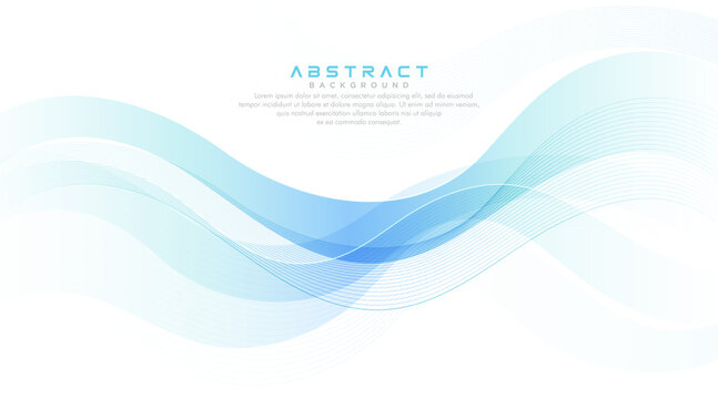 Green turquoise and bright blue gradient abstract wave lines banner on white background. Modern simple flowing wave creative design. Suit for cover, poster, website, brochure, banner, presentation