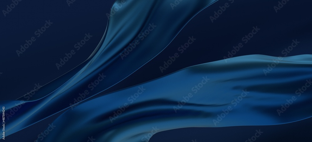 Poster abstract blue waves background.3d rendering.