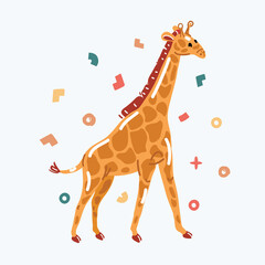 Vector illustration of giraffe. Wild animal for kids birthday