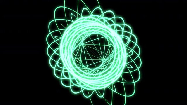 3D Streamline Mandala Green VJ Loop 03 Animation Background 
