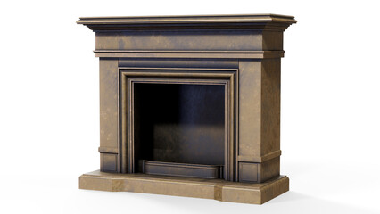 Natural marble fireplace 3d render