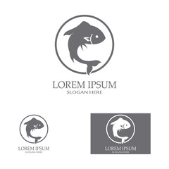Fototapeta premium Fish logo, fish oil and seafood restaurant icon. With the concept of icon vector design illustration template