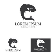 Obraz premium Fish logo, fish oil and seafood restaurant icon. With the concept of icon vector design illustration template