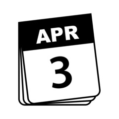 April 3. Calendar Icon. Vector Illustration.