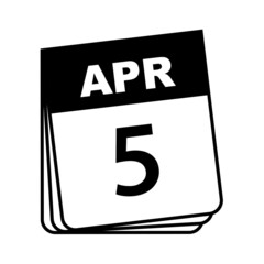 April 5. Calendar Icon. Vector Illustration.