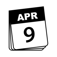 April 9. Calendar Icon. Vector Illustration.