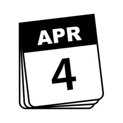April 4. Calendar Icon. Vector Illustration.