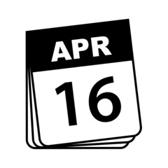 April 16. Calendar Icon. Vector Illustration.