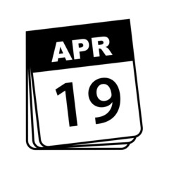 April 19. Calendar Icon. Vector Illustration.