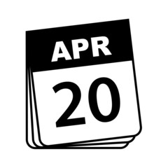 April 20. Calendar Icon. Vector Illustration.