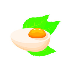 Abstract Flat Fast Food Egg With Yolk And Herbs Meal Background Vector Design Style Cooking, Breakfast