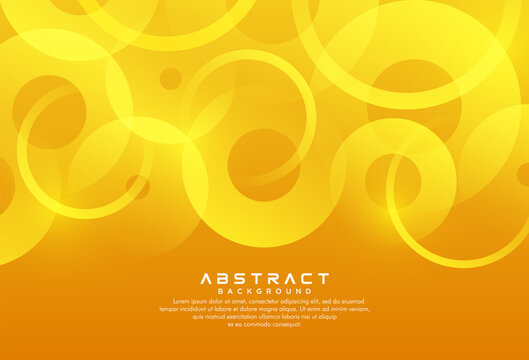 Abstract Bright Yellow Gradient Geometric Shape Background. Modern Simple Circle Pattern Creative Design. Minimal Style Bright Colorful Overlap Geometric Shape Texture Elements.