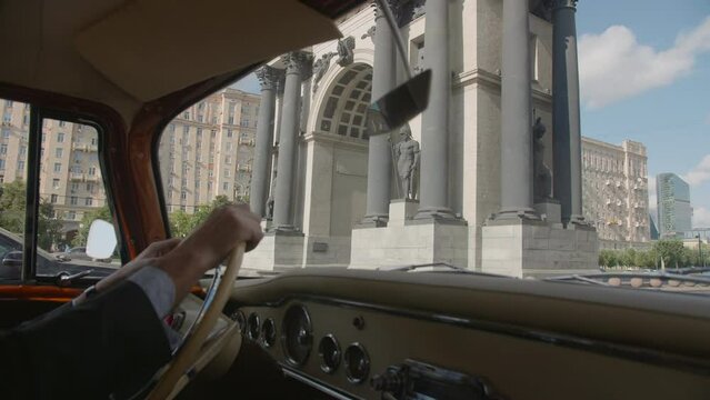driving around Moscow in an old ZMZ Gaz Chayka car