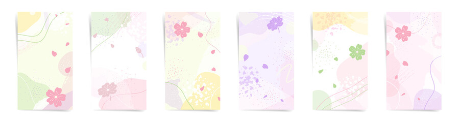 Spring, Women's Day, 8 March Story Post Social Template floral background. 