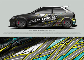 Car wrap decal design vector. abstract Graphic background kit designs for vehicle, race car, rally, livery, sport car