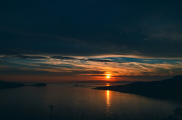 Sunset over the sea sky sun