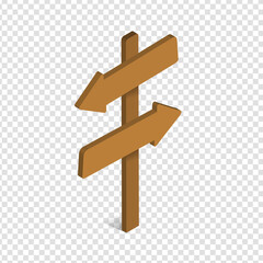 Isometric Direction Sign Guidepost Blank 3D Vector Illustration
