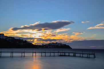 sunset on the sea pier