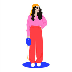 stylish girl in bright clothes vector