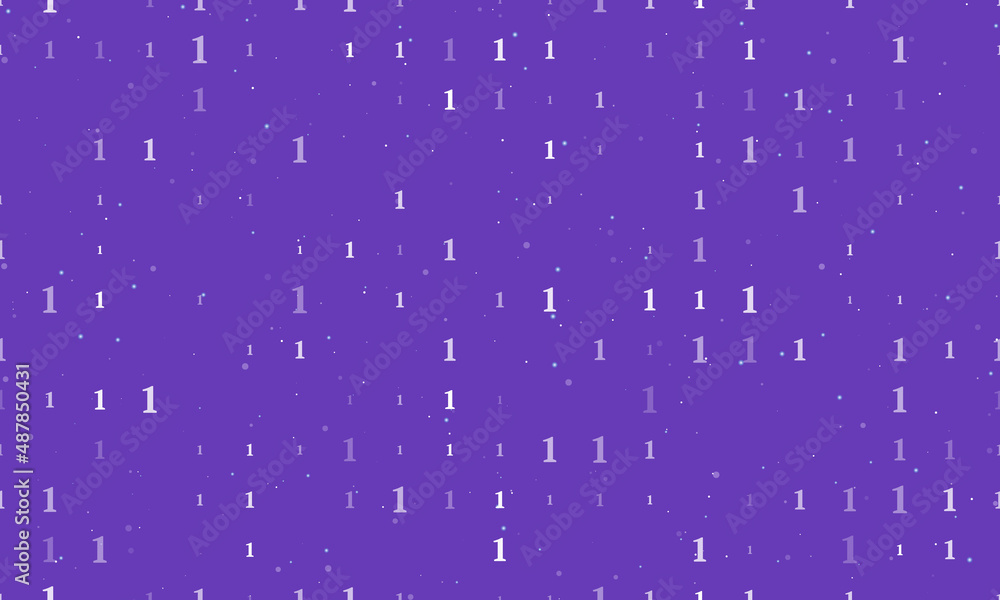 Poster seamless background pattern of evenly spaced white number one symbols of different sizes and opacity
