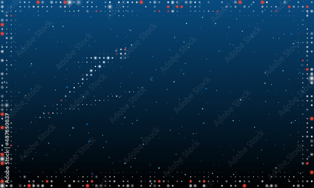 Poster on the left is the ski jumping symbol filled with white dots. pointillism style. abstract futuristic