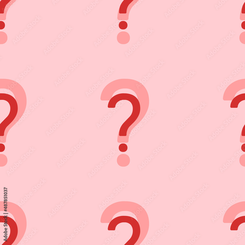 Poster seamless pattern of large isolated red question symbols. the elements are evenly spaced. vector illu