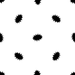 Seamless pattern of repeated black explosion symbols. Elements are evenly spaced and some are rotated. Vector illustration on white background