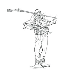 Medieval Albanian warrior, with folk dress and gun