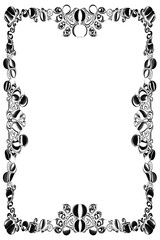 Black Floral,frame border, on a white background, hand drawn, for the design of banners, posters, brochures and cards, invitation flyers, space for text