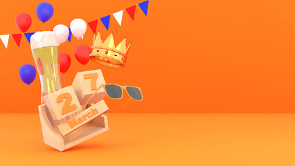 King's Day Celebrate Podium 3d rendering., King's Birthday in the Netherlands.