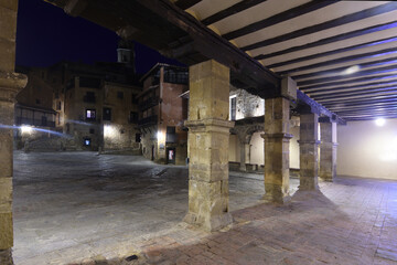 night in main square of  Albarracin, Teruel province, Aragon, Spain