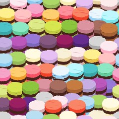 Colorful chalk Macaroons, seamless pattern background. Vector illustration.