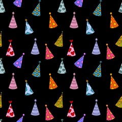 Fototapeta na wymiar Party hat seamless pattern for fabrics and packaging and gifts and cards and kids and wrapping paper and festive