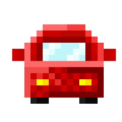 Red front car pixel art. Vector illustration.