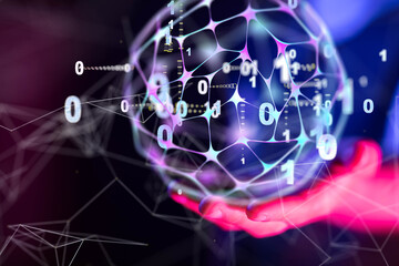 Abstract technology group and data 3d