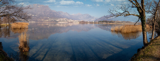 Panoramic view of an alpine lake