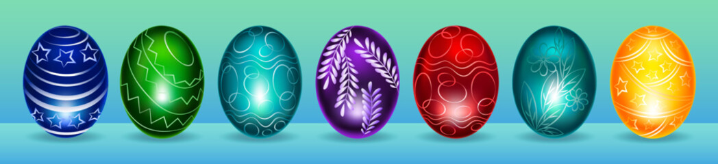 Easter eggs set isolated on white background 