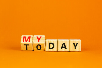 Today is my day symbol. Turned wooden cubes and changed concept words Today to My day. Beautiful...