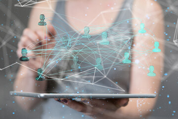 Global network. Blockchain. 3D illustration. Neural networks and artificial intelligence. Abstract
