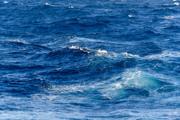 Beautiful seascape - waves and sky with clouds with beautiful lighting. Caribbean sea. Mediterranean sea.