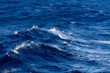 Beautiful seascape - waves and sky with clouds with beautiful lighting. Caribbean sea. Mediterranean sea.