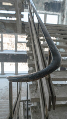 old abandoned building. Old stairs of an abandoned house. old room interior