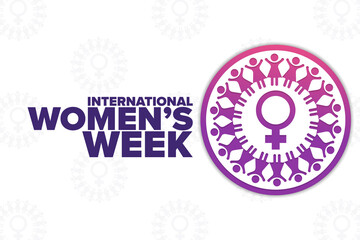 International Women’s Week. Holiday concept. Template for background, banner, card, poster with text inscription. Vector EPS10 illustration.